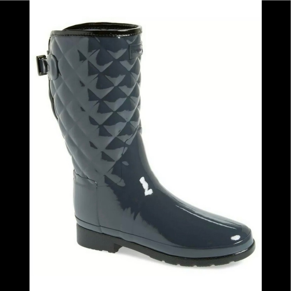 Hunter Womens Short Quilted Gloss Rain Boot